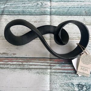 Black Metal Swirl Decor Accent Handcrafted in India